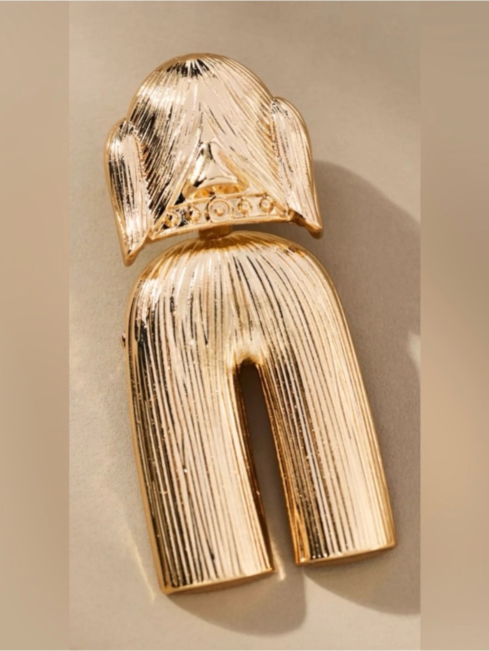 Anthropologie Dog Gold Textured Abstract Brooch
